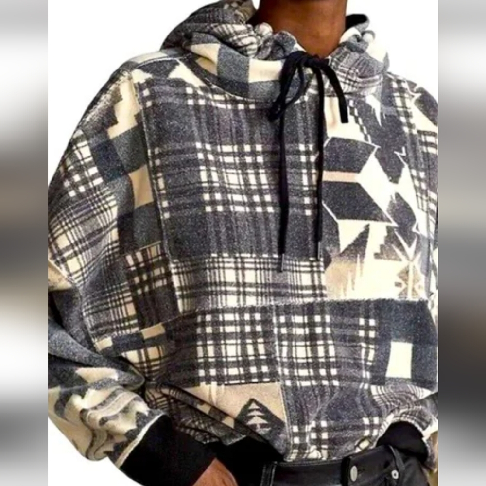 Polo Ralph Lauren Hoodie‎ Patchwork Aztec Printed sweatshirt.  SIZE XL